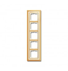 Рамка 5-постовая, серия, Династия, Латунь полированная, белое стекло  1754-0-4564   2CKA001754A4564  ABB