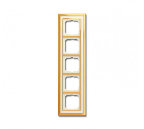 Рамка 5-постовая, серия, Династия, Латунь полированная, белое стекло  1754-0-4564   2CKA001754A4564  ABB
