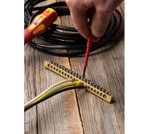 Шина PEN "ноль-земля" (6х9мм) 20 отверстий латунь крепеж по краям EKF PROxima  sn0-63-20-k  EKF