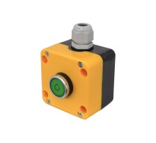 ПКУ22-1W1B-65У1, 1 зелёный цилиндр с подсветкой 24В AC/DC (НО), пост управления, IP65  (ЭТ)   ET014867   Электротехник