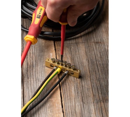 Шина PEN "ноль-земля" (8х12мм) 6 отверстий латунь крепеж по краям EKF PROxima  sn0-125-6-k  EKF