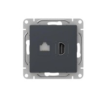 Механизм розетки HDMI+RJ45 (cat5), графит Эпика  UP1-SOG-HDMI-RJ45 EKF