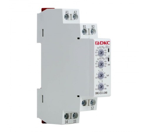 Реле контроля тока, тип DRC, 0.1-1А, конфигурация контакта 1CO, 24-240 AC/DC  DRC-C1-1-240  DKC