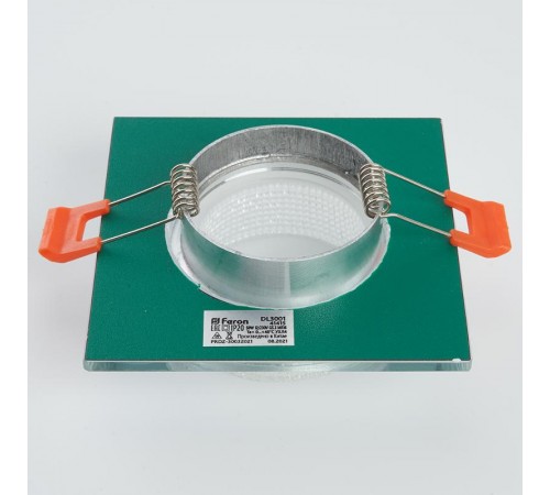 Светильник точечный встраиваемый декоративный DL3001 MR16 50W G5.3 "квадрат", прозрачный  41415  Feron