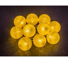 Гирлянда световая  NGF-D010-10WW-2AA-золотые шарики (ткань)  14048  Navigator