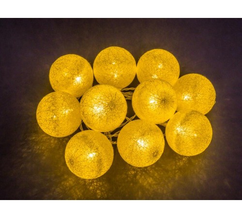 Гирлянда световая  NGF-D010-10WW-2AA-золотые шарики (ткань)  14048  Navigator