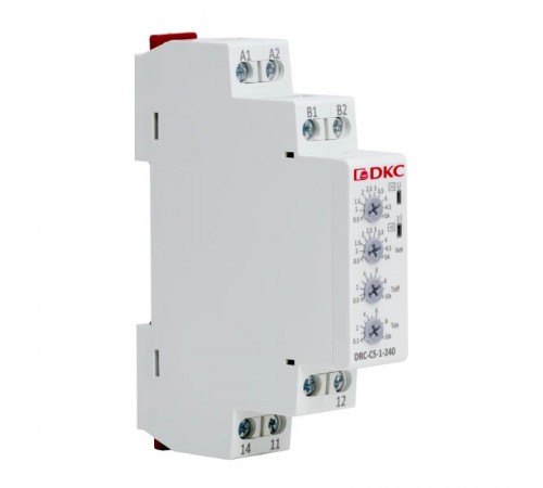 Реле контроля тока, тип DRC, 0.5-5А, конфигурация контакта 1CO, 24-240 AC/DC  DRC-C5-1-240  DKC