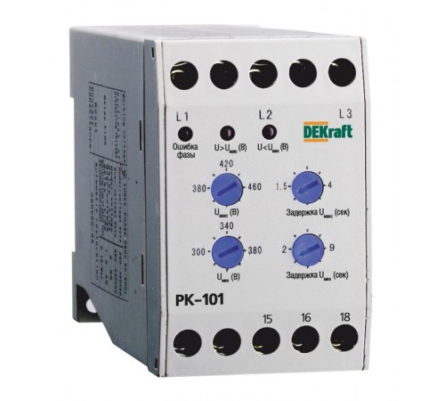 Реле контроля фаз 380В тип 01 серии РК-101   23300DEK  DEKraft
