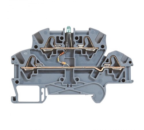 Пружинная клемма Viking 3 - многофункциональная - двухполюсная - 4 проводника - со светодиодом - шаг 5 мм - серый  037256  Legrand