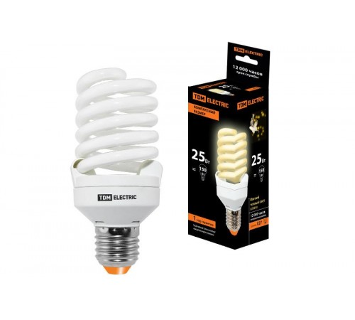 Лампа энергосберегающая КЛЛ-FST2-25 Вт-2700 К-Е27 КОМПАКТ (55х120 мм)  SQ0323-0195  TDM