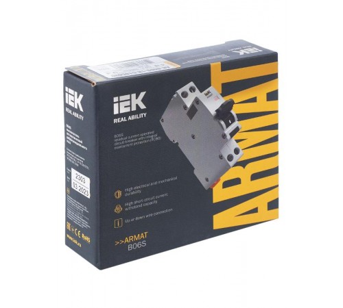 Выключатель автоматический дифференциального тока АВДТ B06S 1P+NP C16 30мА тип AC (18мм) ARMAT IEK  AR-B06S-1N-C16C030  IEK