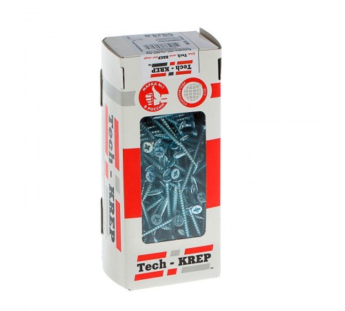 Саморезы универсальные 50х4,0 мм (200 шт) оцинкованные - коробка с окном ( 0,538 кг)  102184  Tech-KREP