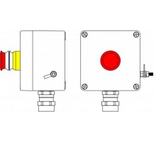 Ex пост управления из GRP; 1Ex d e IIC T6 Gb X / Ex tb IIIB T80°C Db X /IP66; Аварийная кнопка красная, 1NC/1NO -1 шт.; С: ввод D5,5-13мм подбронирова