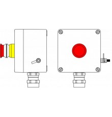 Ex пост управления из GRP; 1Ex d e IIC T6 Gb X / Ex tb IIIB T80°C Db X /IP66; Аварийная кнопка красная, 1NC/1NO -1 шт.; С: ввод D5,5-13мм подбронирова