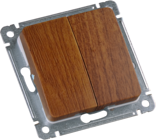 Выключатель скрытой установки, двухклавишный, механизм, цвет дуб  ВС10-451-05  HEGEL