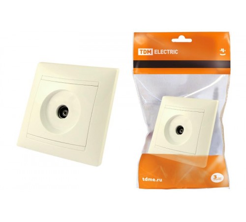 Розетка телевизионная простая (0-2400МГц, "мама") сл. кость "Лама"   SQ1815-0117  TDM