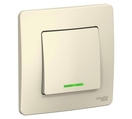 Blanca Молочный С/У Переключатель 1-клавишный с подсветкой, 10А,250B  BLNVS010612  SE