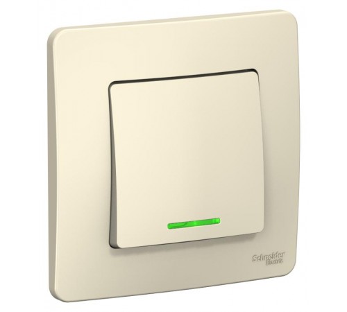 Blanca Молочный С/У Переключатель 1-клавишный с подсветкой, 10А,250B  BLNVS010612  SE