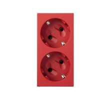 Simon CIMA 500 Розетка двойная 2P+E Schuko, шторки, 16А, 250В, клеммы: зажим+винт, 50х100мм, 500 CIMA, красный  50000472-037  Simon
