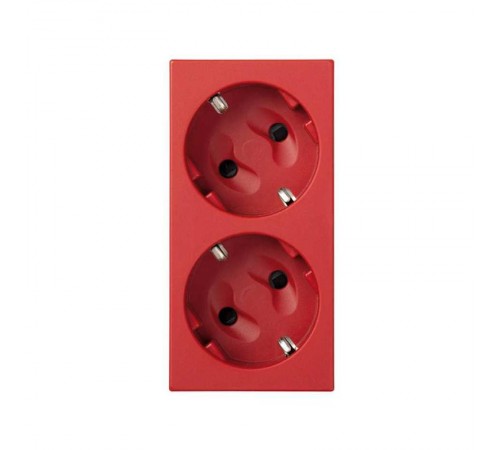 Simon CIMA 500 Розетка двойная 2P+E Schuko, шторки, 16А, 250В, клеммы: зажим+винт, 50х100мм, 500 CIMA, красный  50000472-037  Simon