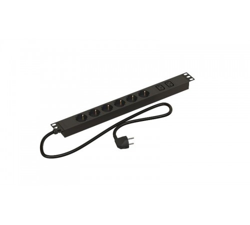 Hyperline SHE19-8SH-I-CB Блок розеток для 19" шкафов, горизонтальный, 8 розетки Schuko  481811  Hyperline