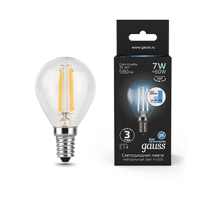 Лампа светодиодная Black LED Filament Шар E14 7W 580lm 4100K step dimmable  105801207-S  Gauss