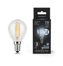Лампа светодиодная Black LED Filament Шар E14 7W 580lm 4100K step dimmable  105801207-S  Gauss