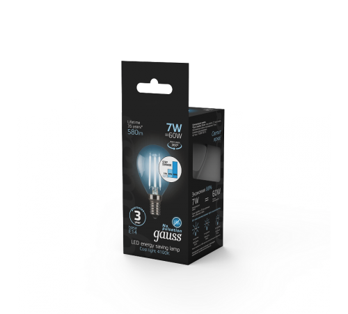 Лампа светодиодная Black LED Filament Шар E14 7W 580lm 4100K step dimmable  105801207-S  Gauss