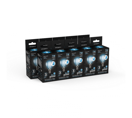 Лампа светодиодная Black LED Filament Шар E14 7W 580lm 4100K step dimmable  105801207-S  Gauss