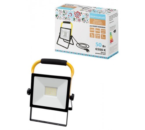 Прожектор светодиодный СДО-04-050Н-П (переносной) 50 Вт, 6500 К, IP65, черный, Народный  SQ0336-0201  TDM