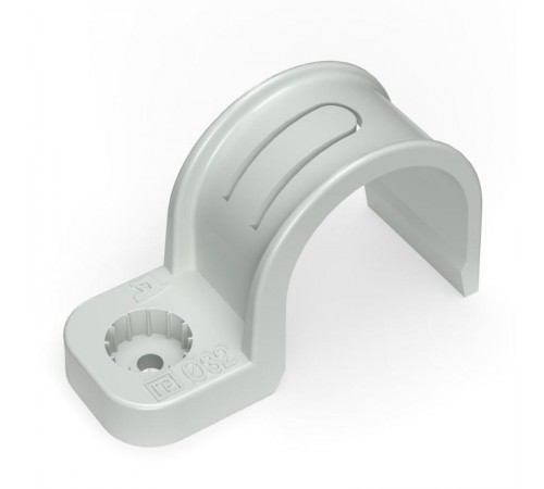 Крепеж-скоба пластиковая односторонняя для прямого монтажа серая в п/э д32 (25шт/375шт уп/кор)  PR13.0371  Промрукав