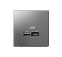 ArtGallery Сталь Розетка USB A + тип-C 45Вт высокоскор.заряд. QC, PD, механизм  GAL000929  SE