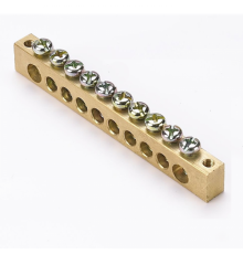 Шина "0" (8х12мм.) 125А  10 отверстий крепеж по краям латунь EKF PROxima  sn0-125-10-k  EKF