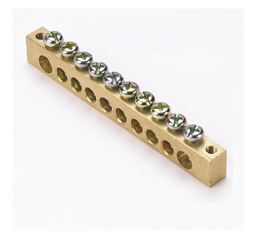 Шина "0" (8х12мм.) 125А  10 отверстий крепеж по краям латунь EKF PROxima  sn0-125-10-k  EKF