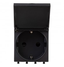 Розетка с крышкой модульная, 2P+E, с з/ш, "Avanti", "Черный матовый", 2модуля  4412012  DKC