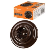 Розетка скрытой установки фарфоровая 2П+З 16А 250В коричневая "Болонь"  SQ1820-0422  TDM