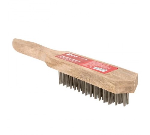 Кордщетка стальная, деревянная ручка, 5 рядная Master wbs-wd-5-mas  EKF