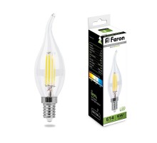 Лампа светодиодная LB-59 (5W) 230V E14 4000K филамент C35T прозрачная  25576  FERON
