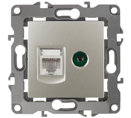 Розетка информационная+TV 12-3110-15 RJ45+TV,  перламутр  Б0027450  ЭРА