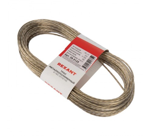Трос стальной в ПВХ оплетке d=2,5 мм, прозрачный ( моток 20 м)  09-5125  REXANT