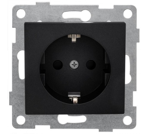 Bravo Розетка 1-ой с/з с з/ш, СУ , 16А, 250В, графит  С10Р4-010  GUSI Electric