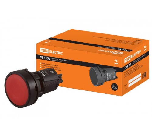 Кнопка переключатель SB7-EA45 d22мм 1з+1р красная  SQ0746-0022  TDM