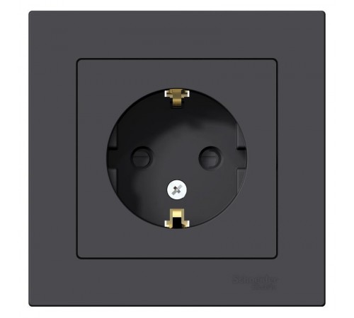 AtlasDesign Карбон Розетка с заземлением со шторками, 16А, (в сборе с рамкой)  ATN001044  SE