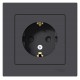 AtlasDesign Карбон Розетка с заземлением со шторками, 16А, (в сборе с рамкой)  ATN001044  SE