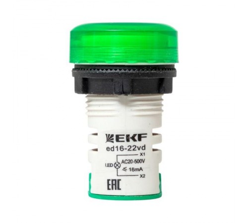 Индикатор значения напряжения зеленый ED16-22VD EKF PROxima  ed16-22vd-g  EKF