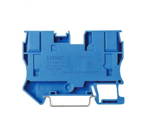 Клемма проходная, зажим push-in, 2 точки подключения, 10 кв.мм, синяя  VPR-10-BU  DKC