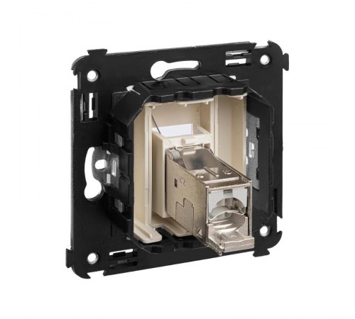 Компьютерная розетка RJ-45 в стену, кат.5e одинарная экранированная, "Avanti","Ванильная дымка"  4405363  DKC