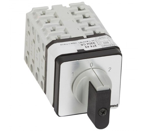 Переключатель на 2 направления - с положением ''0'', 45° - PR 21 - 4П - 8 контактов - крепление на дверце  027443  Legrand