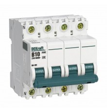 Выключатель автоматический трехполюсный ВА-101 3Р+N 10А характеристика B 4,5кА  11236DEK  DEKraft