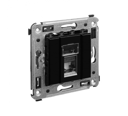 Компьютерная розетка RJ-45 в стену, кат.6 одинарная,"Avanti", "Черный квадрат"  4402293  DKC